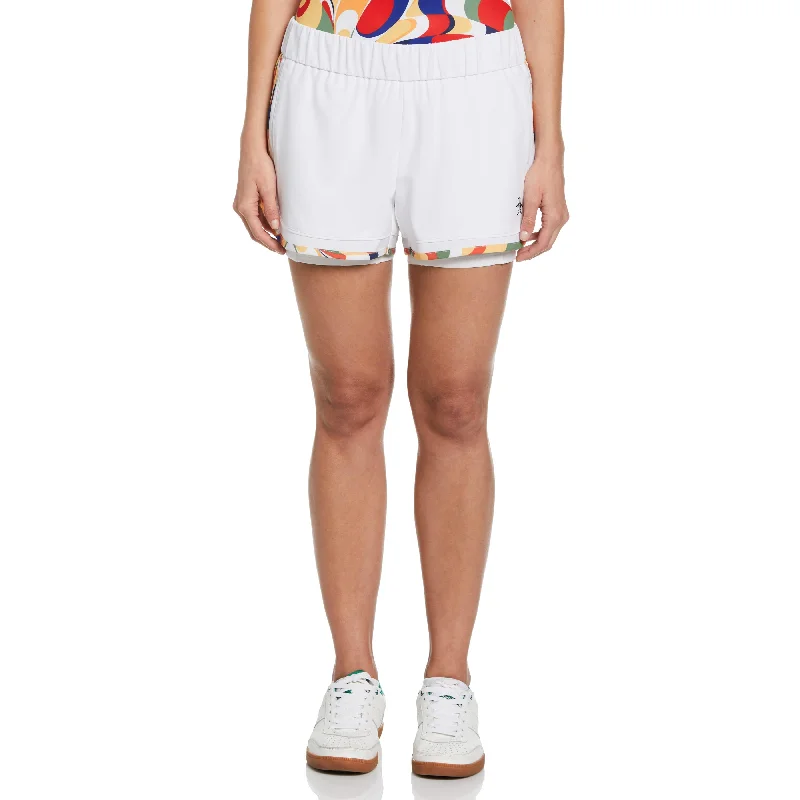 Women's 3" Printed Trim Stretch Tennis Shorts