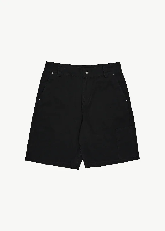 AFENDS Mens Harper - Canvas Carpenter Shorts 22" - Black