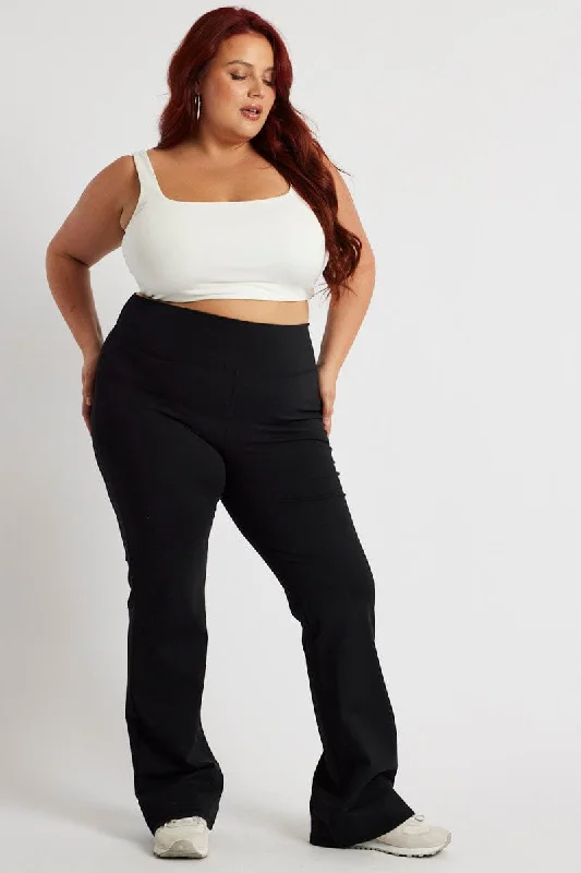 Black Flared Leggings High Rise