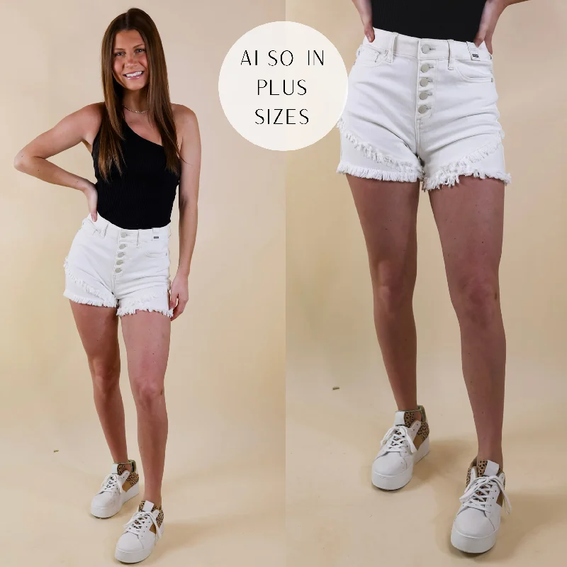 Last Chance Size XL & 1XL | Judy Blue | These Are The Days Tulip Hem Button Fly Shorts in White