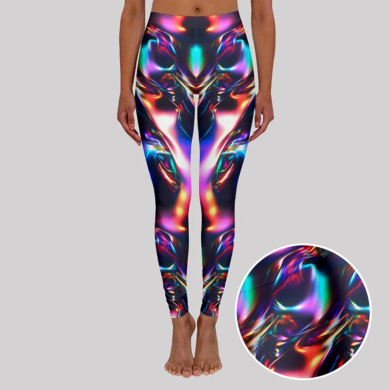 Colorful Laser Mechanical Metal Geek Leggings