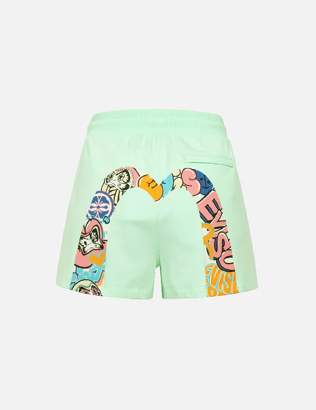 Graffiti Daruma Daicock Print Sweat Shorts