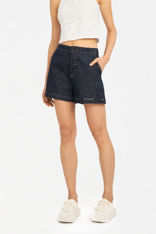 Jerilyn Contrast Stitch Denim Shorts