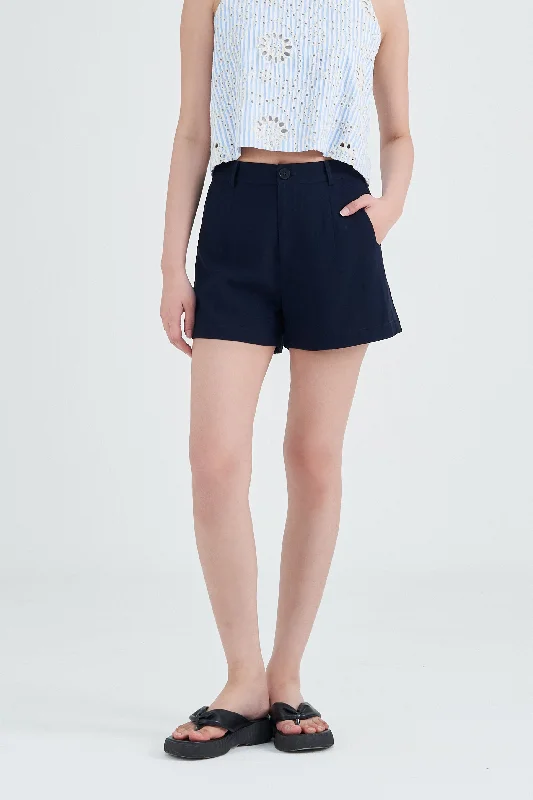 Josie High Waisted Shorts in Navy Blue