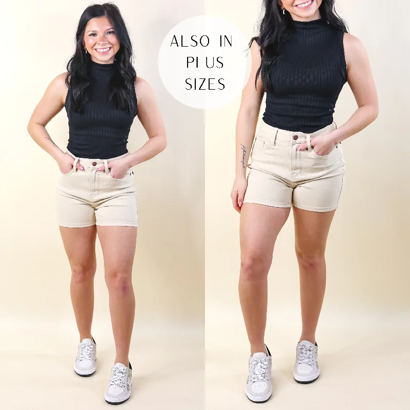 Judy Blue | Spring Serenade Garment Shorts in Bone Cream