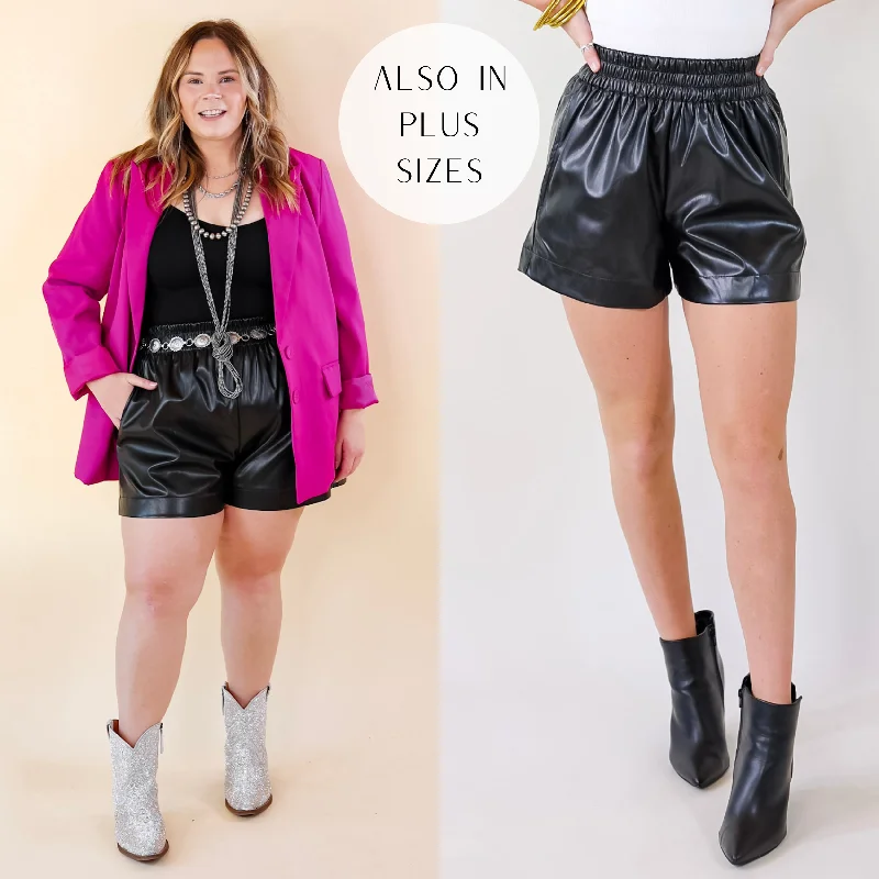 Making a Statement Faux Leather Shorts in Black