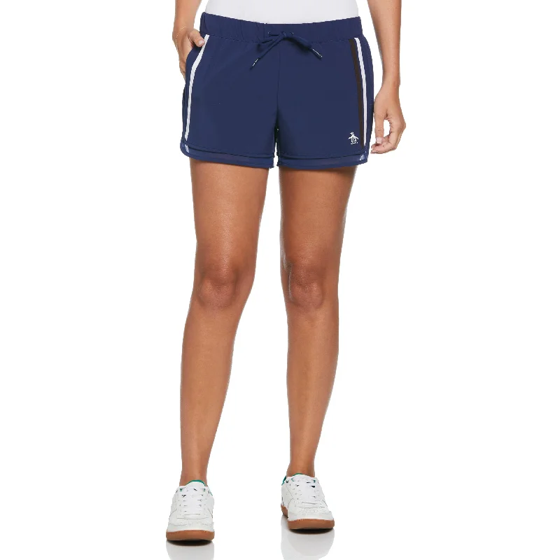 Women's Mesh Hem Contrast Stripe Tennis Shorts