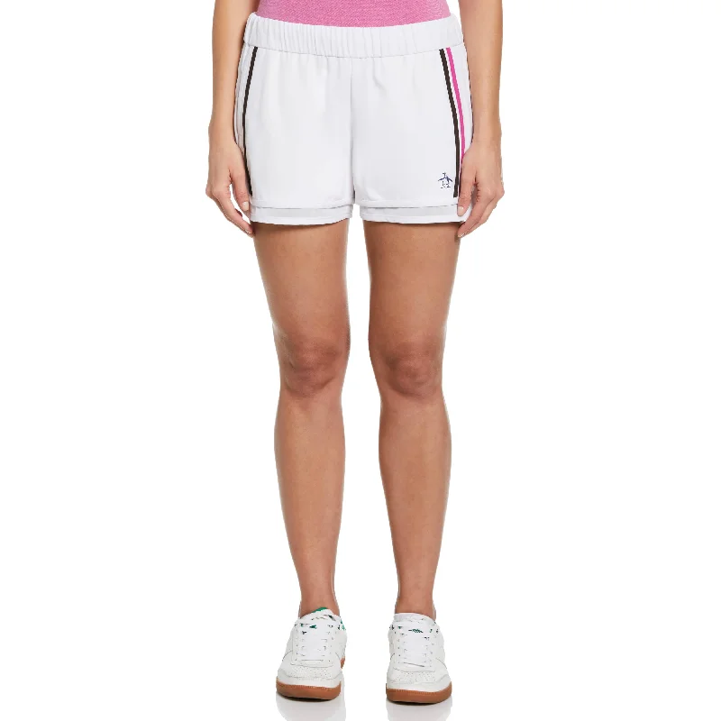 Women's Mesh Hem Contrast Stripe Tennis Shorts