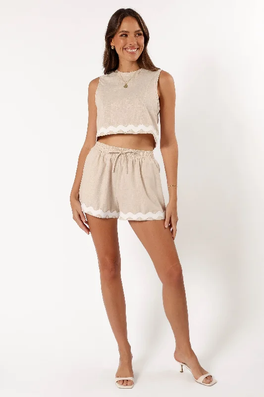 Mirabel Shorts - Beige/White