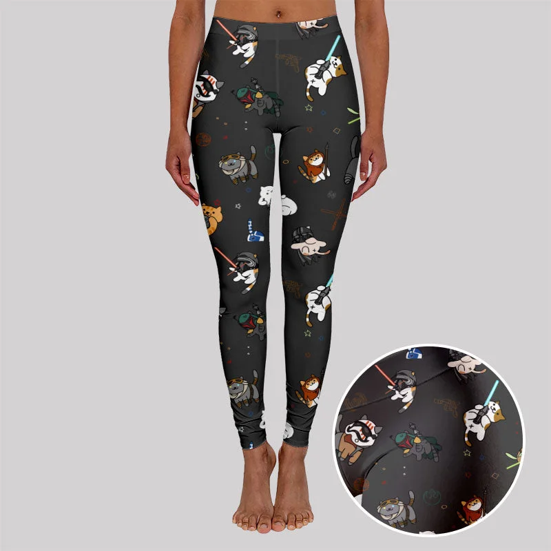 Tie The Fighter Cat Funny Geek Leggings