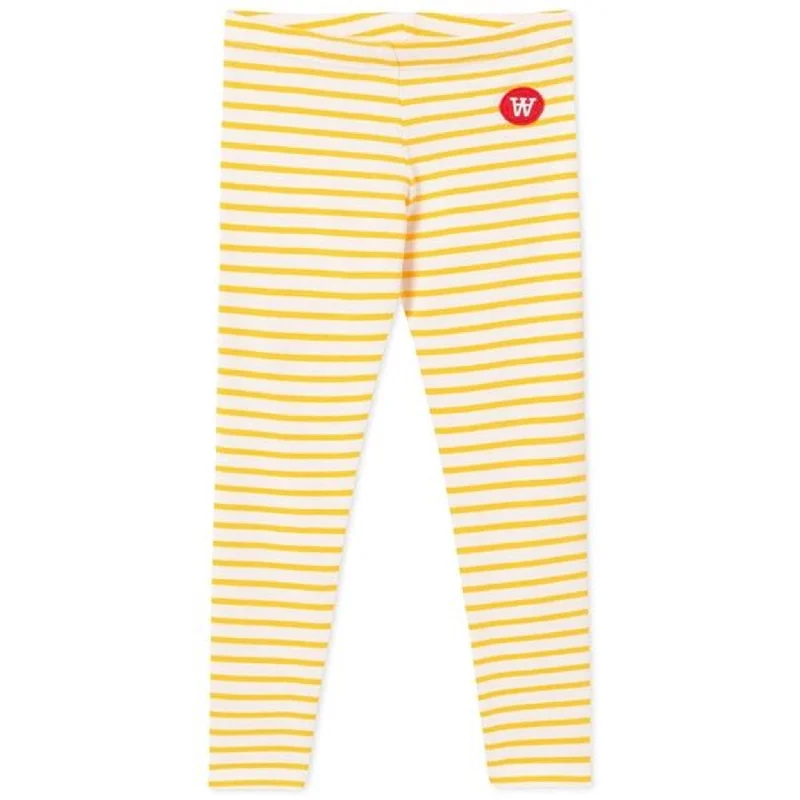 Wood Wood Ira Kids Leggings Off White/Yellow Stripes