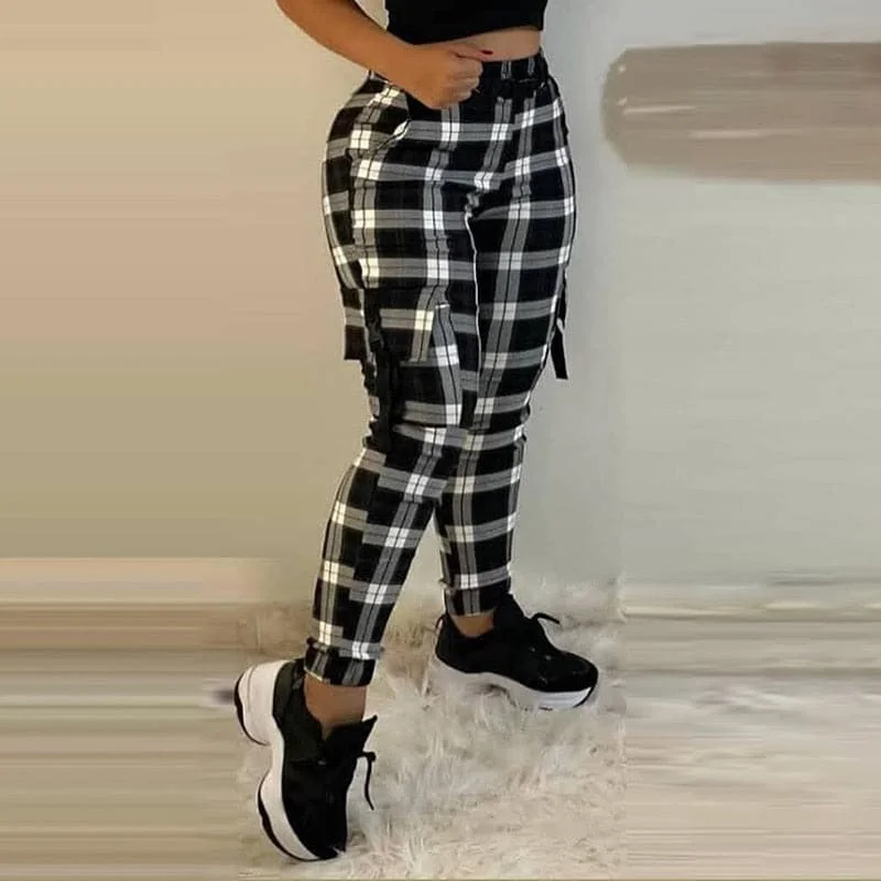 DressBetty - Women Fashion Casual Plaid Print Pants