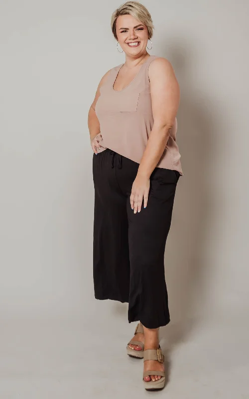 Black Wide Leg Capri - Final Sale