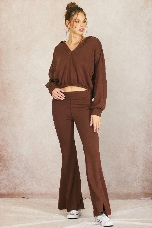 Brown Terry Flare Lounge Pants