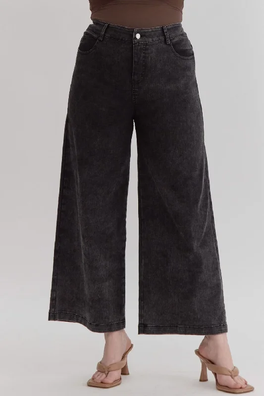 Don't Let Me Go Wide Leg Pant-Black