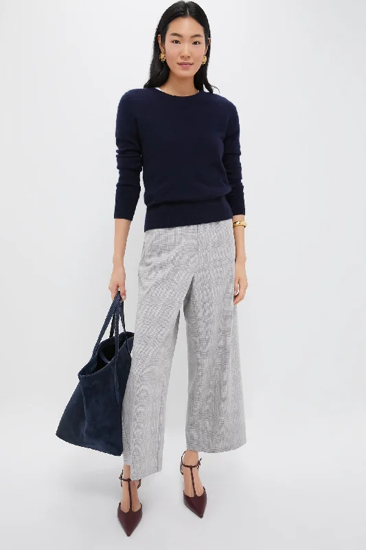 Gray Plaid Cropped Flare Carlton Pants