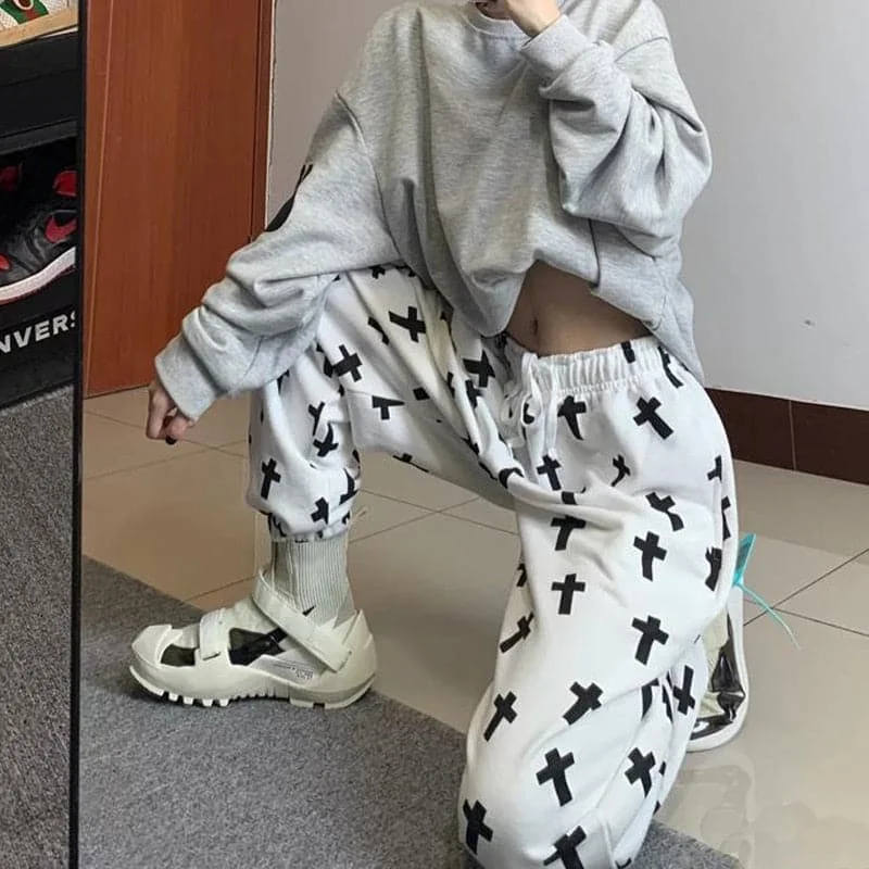 DressBetty - High Waist Jogging Pants Women Printed Loose Sportwear Trousers Female Korean Hip Hop Pants Casual Wide-leg Streetwear Pants