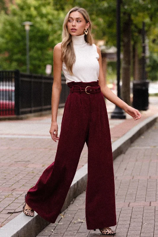 Keeping It Classy Burgundy Corduroy Pants