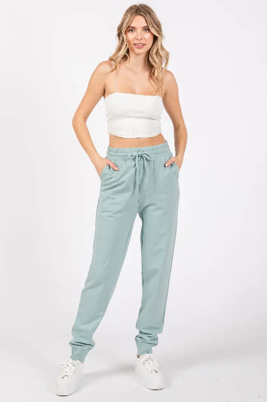 Mint Green Basic Drawstring Sweatpants