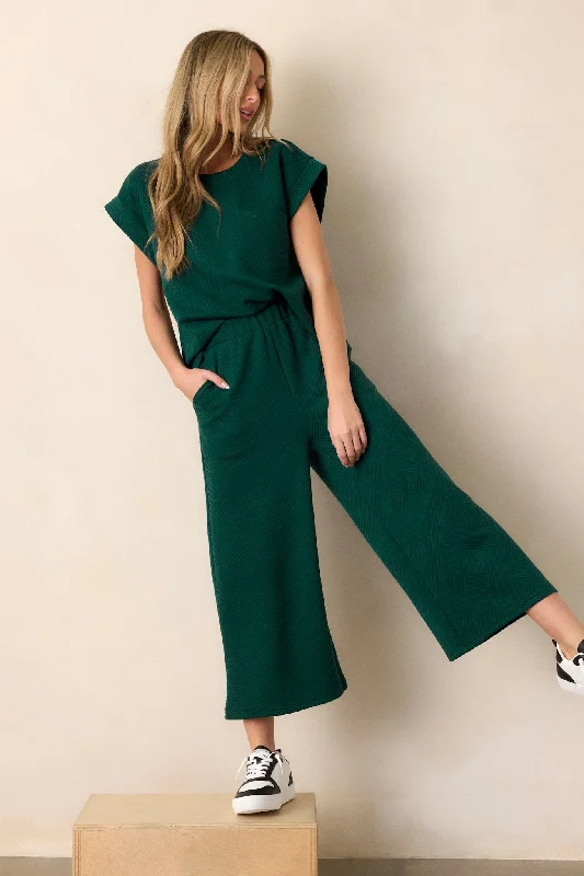 Tell Me Forest Green Cropped Textured Pants