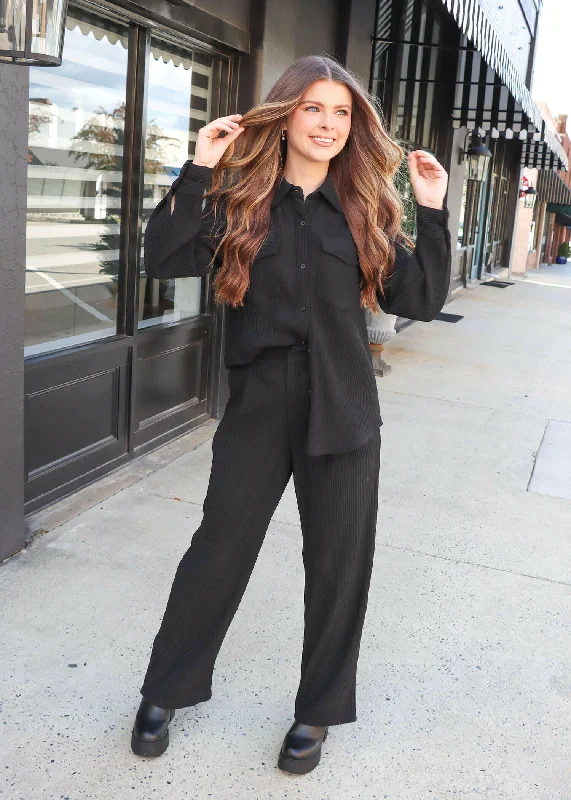 Keep It That Way Wide Leg Pants - Black