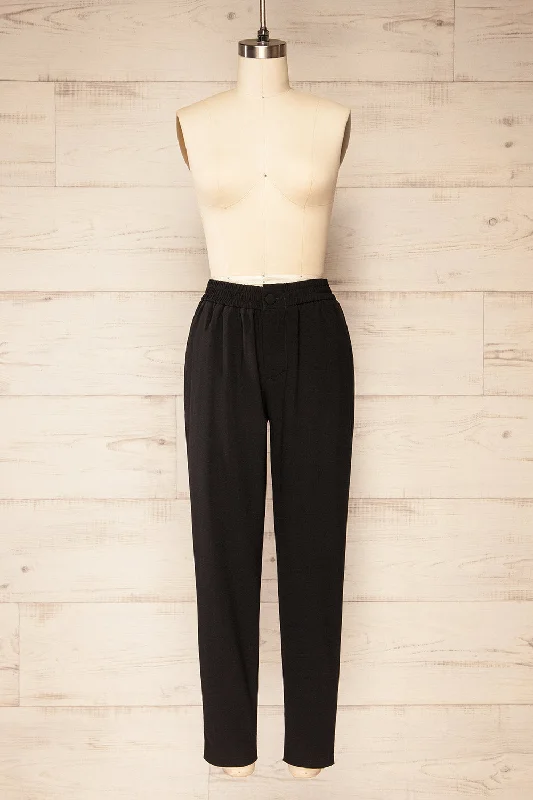 Zolani Black | High-Waisted Pants w/ Elastic Waist